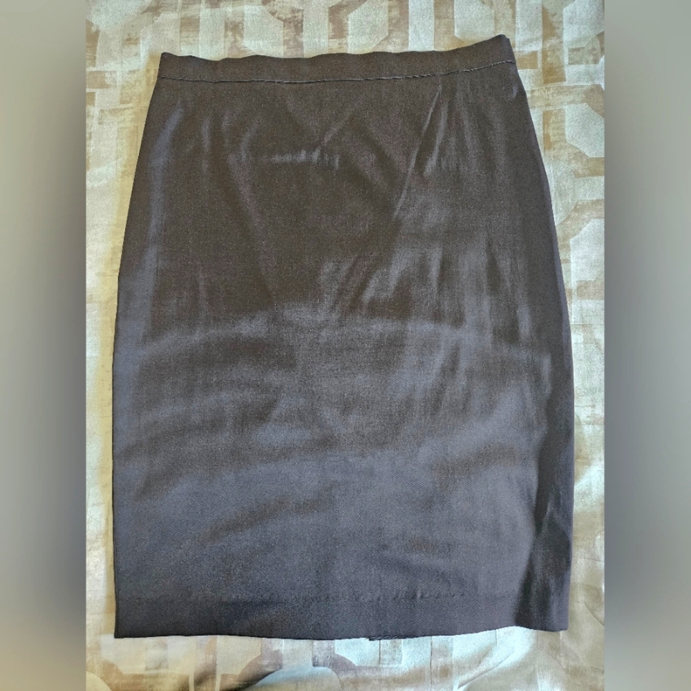 Rich expresso brown stretch satin midi skirt